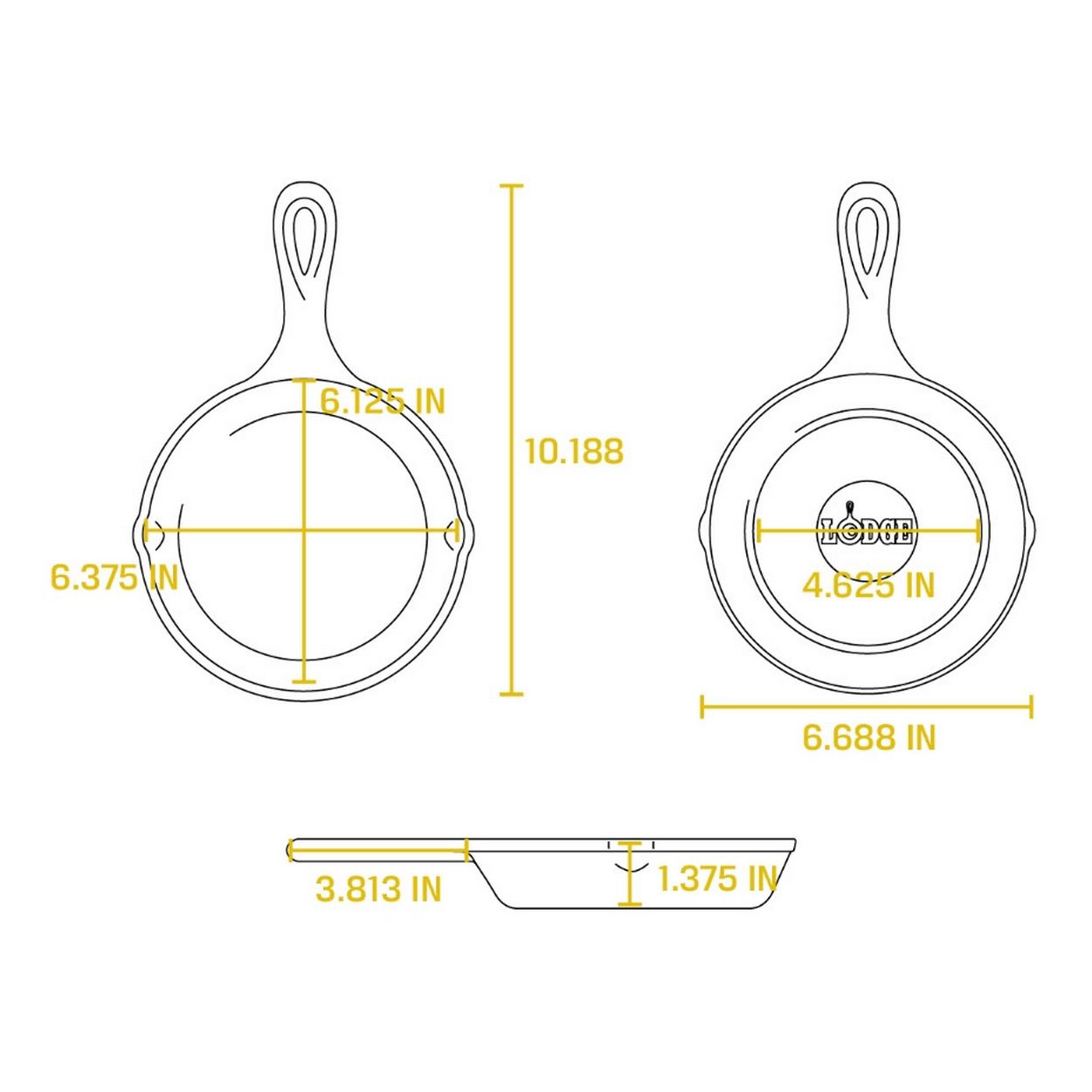 LODGE Lodge L3SK3 6.5 inches Cast Iron Preseasoned Skillet (Pack of 6)