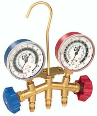 JB Industries M2-8-410A 2-Valve Classic Brass R22/R404A/R410A Refrigerant Manifold with 2-1/2 Gauges