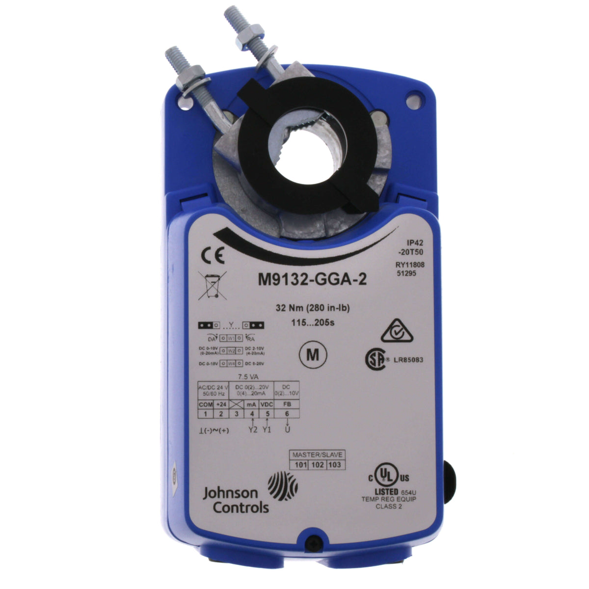 Johnson Controls M9132-GGA-2 Series M9132 Electric Non-Spring-Return Actuator, DC 0(2) to 10 V Control, 32 Nm Torque