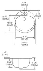 Mansfield Plumbing 239-4-WHITE 19-1/4 x 8-1/4 Drop-In Bathroom Sink