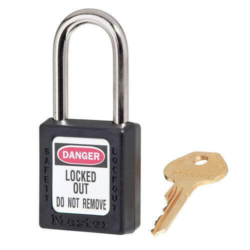 Master Lock 410BLK Zenex Lockout Padlock, Keyed Different, 1-1/2 in Shackle