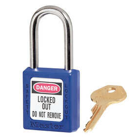 Master Lock 410KABLU Zenex Lockout Padlock, Keyed Alike, 1-1/2 Shackle, Blue