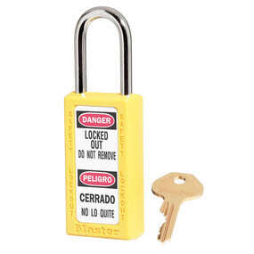 Master Lock 411YLW Zenex Lockout Padlock, Keyed Different, 1-1/2 in Body Width