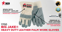 MCR Safety 1700M Big Jake Gloves Leather Palm Medium