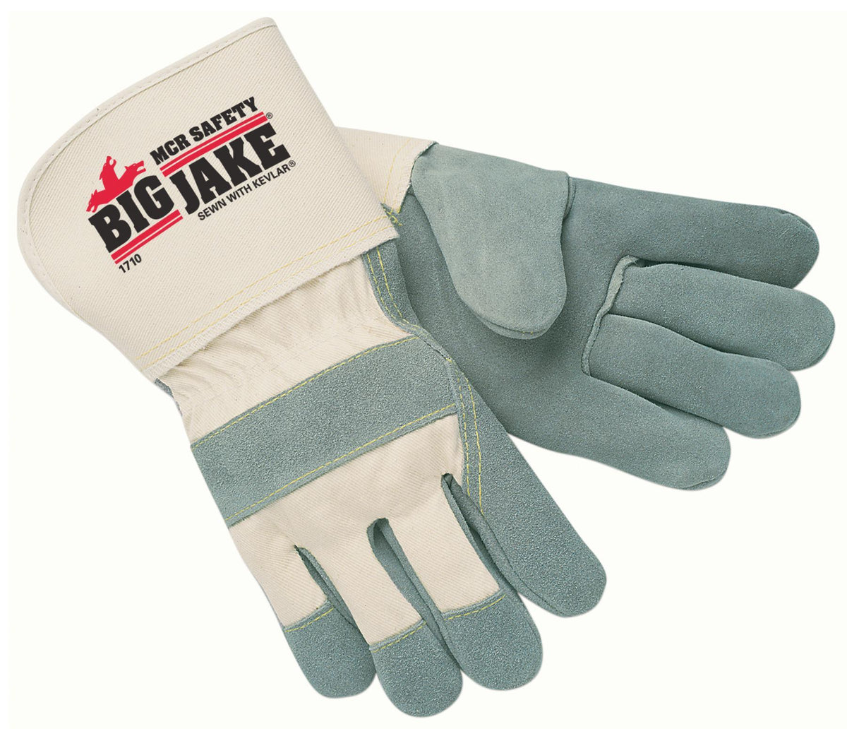 MCR Safety 1710L Big Jake Leather Palm Gloves, L, Gray