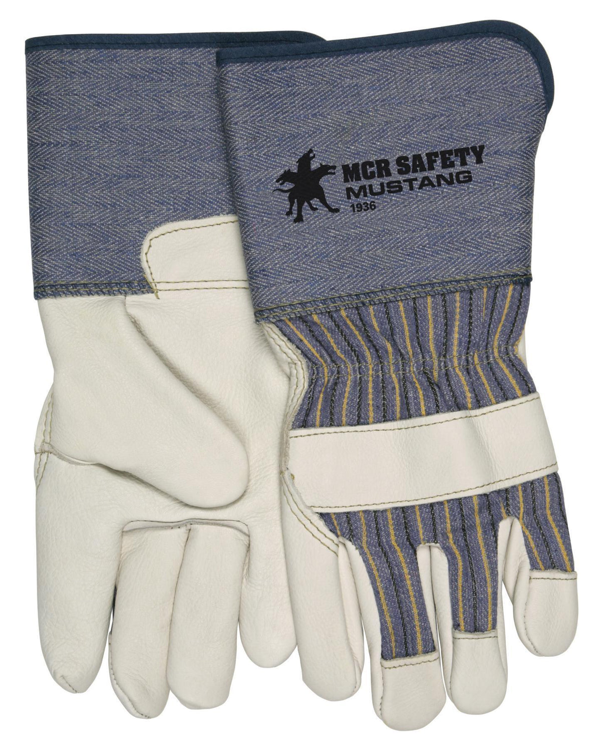 MCR Safety 1936L Mustang Premium Grade Leather Palm Gloves Large Pack of 12