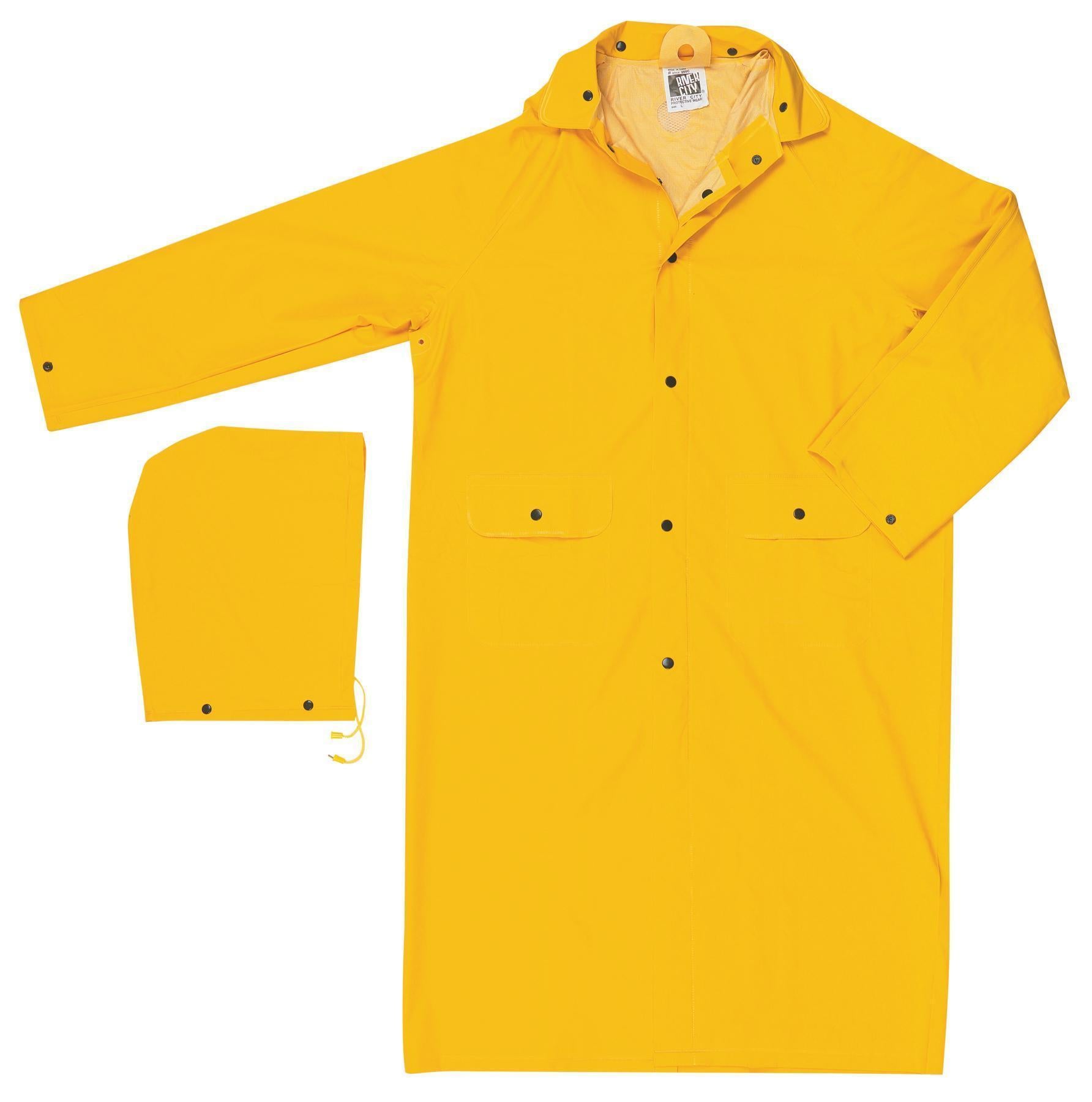 MCR Safety 200CXL Classic Rainwear Coat with Detachable Hood XL Yellow