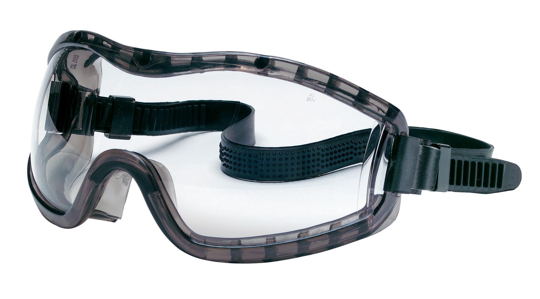 MCR Safety 2310AF Stryker Adjustable Polyvinyl Chloride Strap Stylish Goggle with Smoke Frame and Clear Anti-Fog Lens