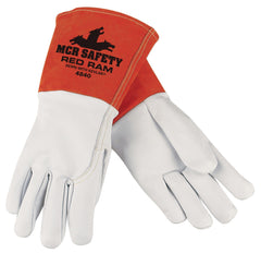 MCR Safety 4840XL Red Ram MIG/TIG Welding Gloves Kevlar Thread Leather XL Gauntlet Cuff