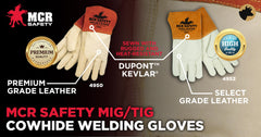 MCR Safety 4950M Premium Grade MIG/TIG Welding Gloves Medium Beige Gauntlet Cuff