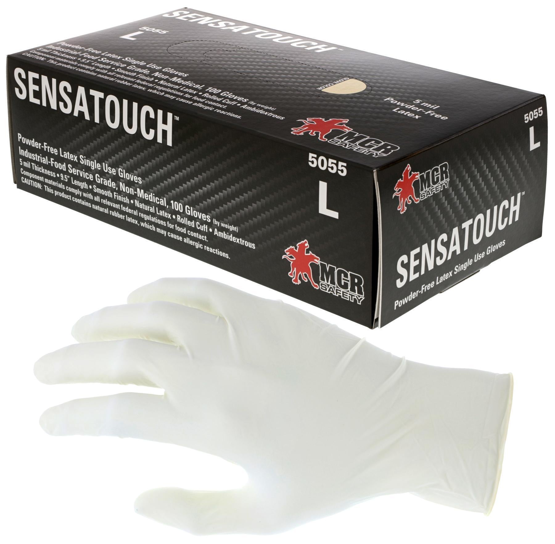 MCR Safety 5055S SensaGuard Non-Sterile Disposable Gloves Small Natural White 9-1/4 inch