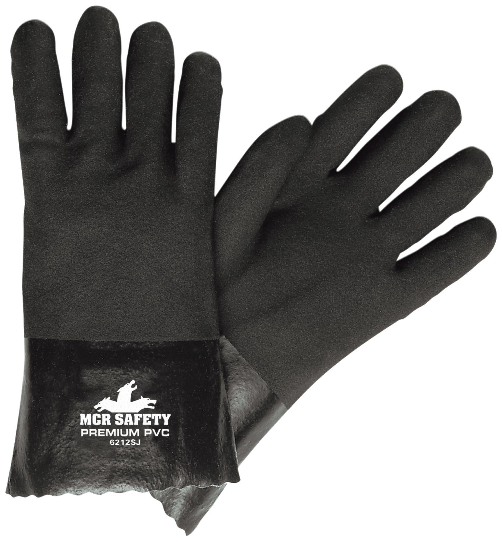 MCR Safety 6212SJ Premium Grade Supported PVC Gloves, Double Dipped, 12 Gauntlets, 6212SJ