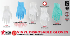 MCR Safety 5015XL SensaGuard 5015 Non-Sterile Disposable Gloves, XL, Vinyl, Clear