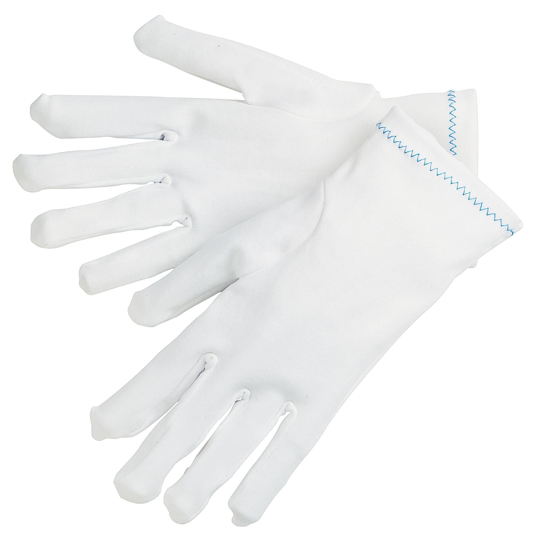 MCR Safety 8760L Heavy Weight Inspectors Gloves, Large, Stretch Nylon, White, Inset Thumb Style, Paired Hand