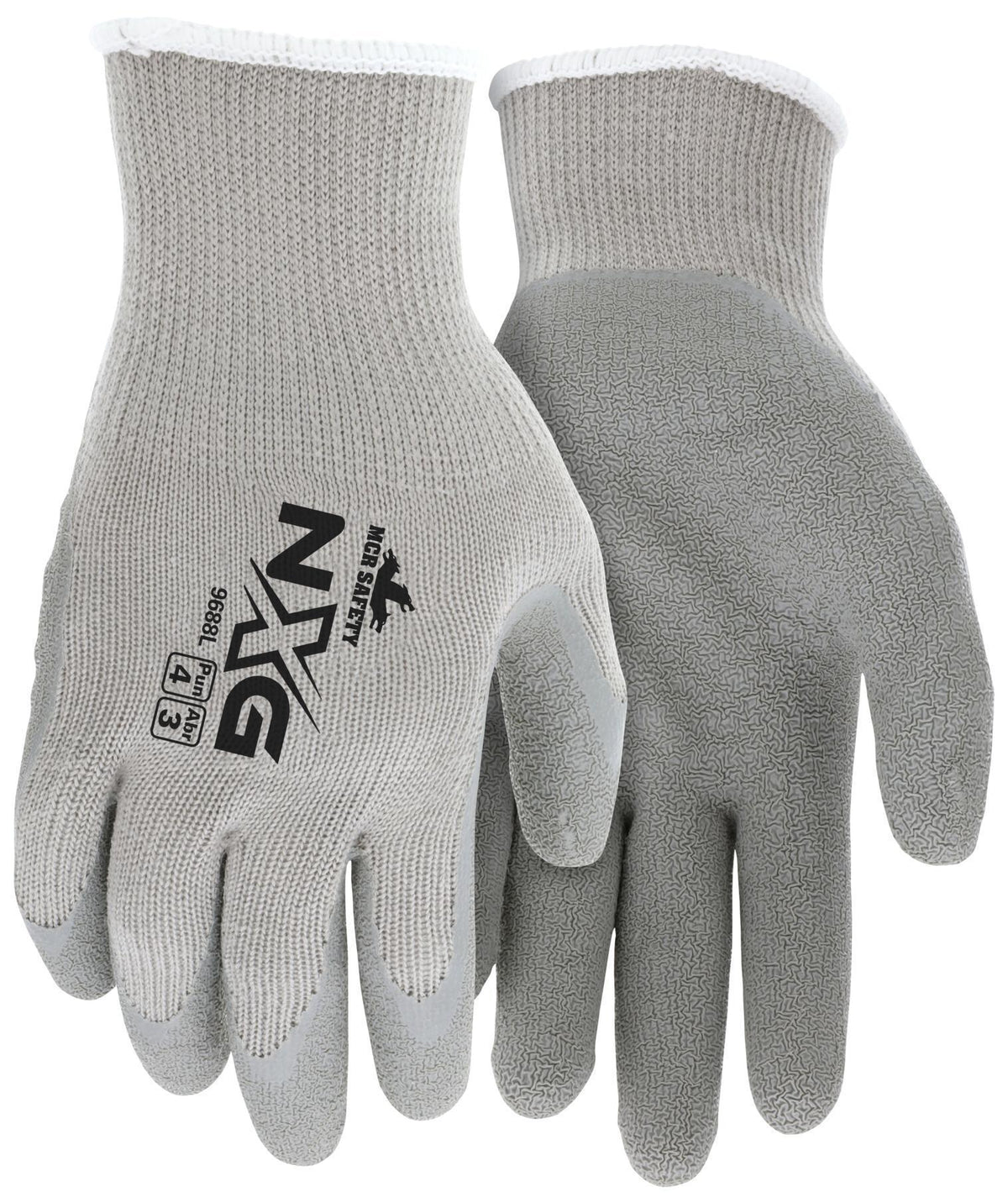 MCR Safety 9688M NXG Work Gloves Medium 10 Gauge Cotton Polyester Gray Latex Palm