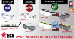 MCR Safety OG110AF Law® Over-The-Glass Single Lens Safety Glasses, Duramass® Anti-Fog, Clear Lens, Wrap Around Frame, Polycarbonate Frame, ANSI Z87+, CAN/CSA Z94.3