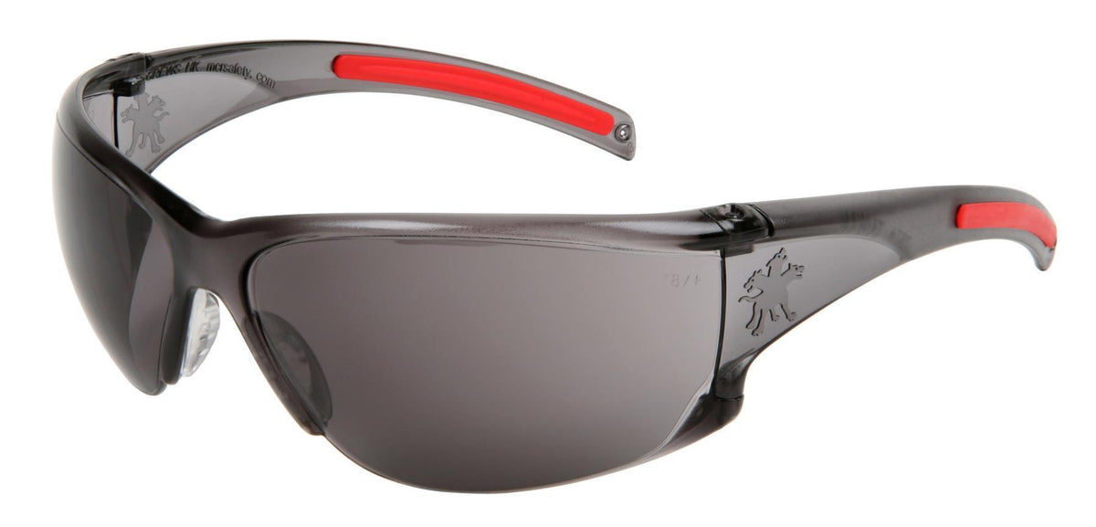 MCR Safety HK112AF HellKat Safety Glasses, Duramass Anti-Fog, Gray Lens, Smoke Frame