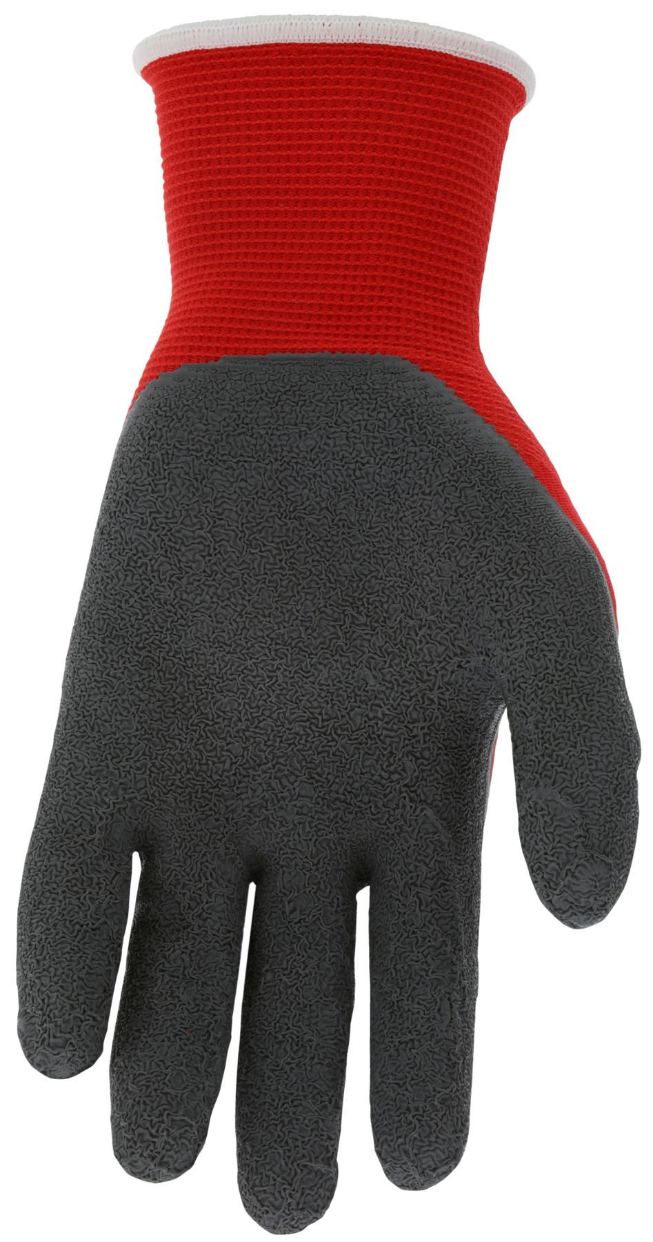 MCR Safety N9680L Ninja Flex Palm/Fingertip Latex-Coated Work Gloves, Large, Gray/Red