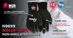 MCR Safety N9699L Ninja Dipped General Purpose Gloves Large HPT N9699