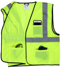 MCR Safety VCL2MLXL Class 2 Polyester Mesh Safety Vest 2-Inch Silver Stripe Fluorescent Lime X-Large