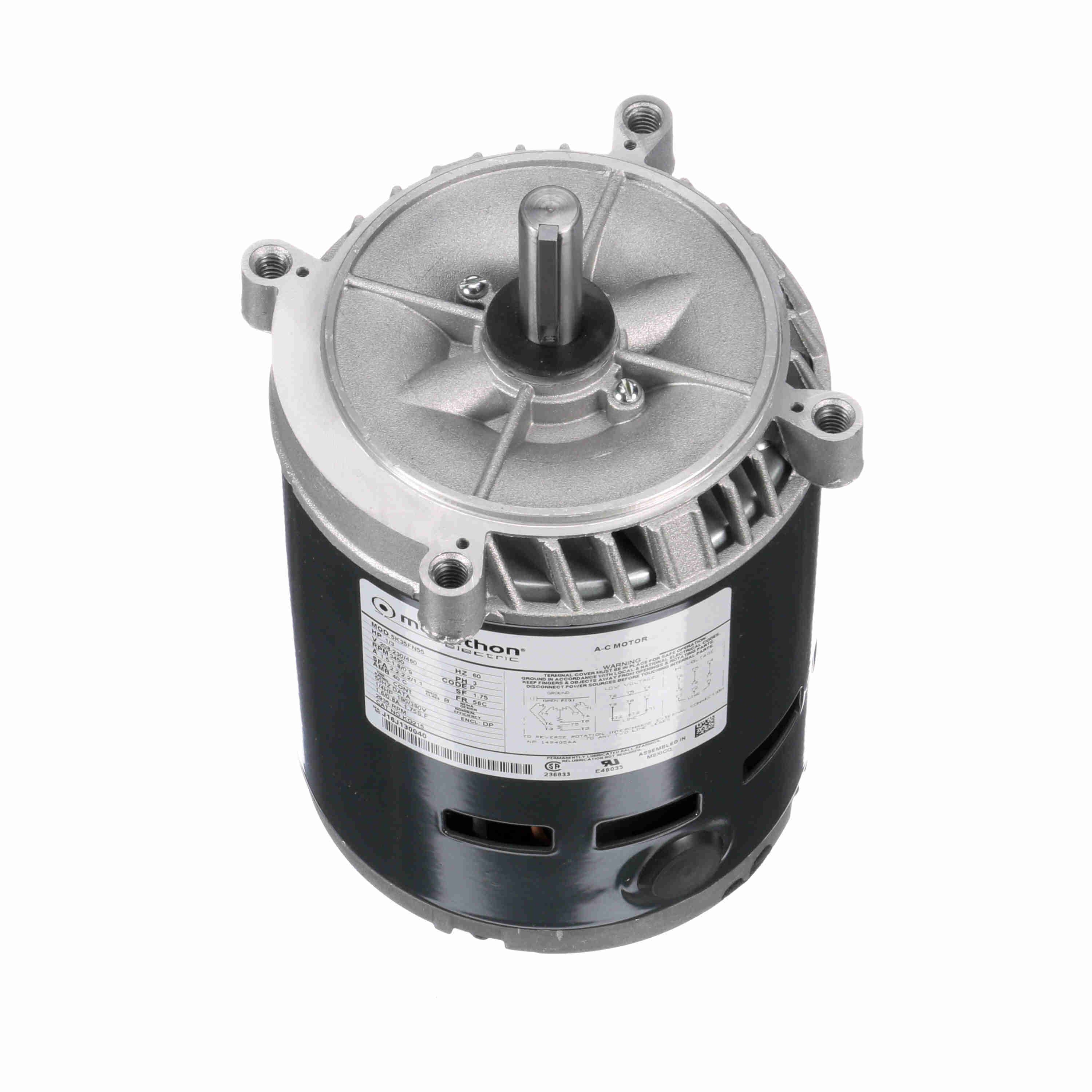 Marathon MKG215 Oil Burner Motor 1/3 hp 3600 RPM 208-230/460 VAC C-Face