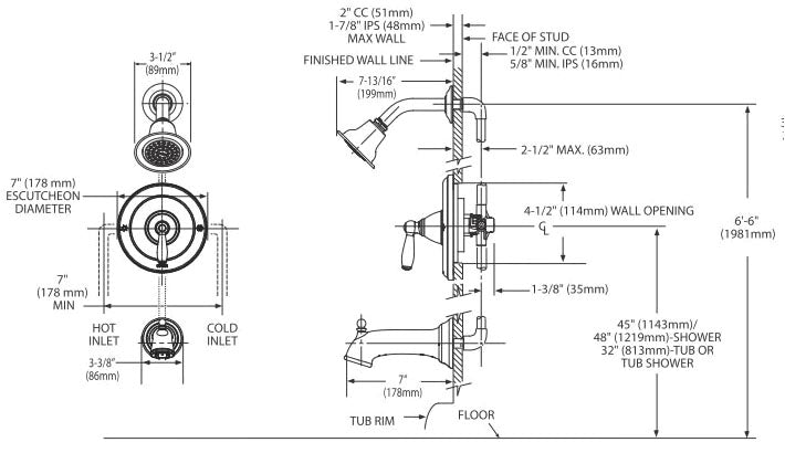 Moen T2153BN Tub and Shower Trim 2.5 GPM Brushed Nickel