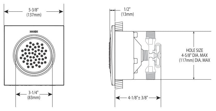 Moen TS1320 Body Spray TRIM SQUARE CHROME FLUSHMOUNT