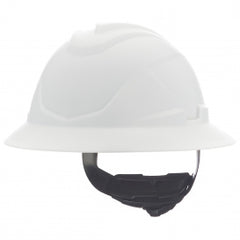 MSA 10215837 White V-Gard C1 Full Brim Non-Vented Ratchet