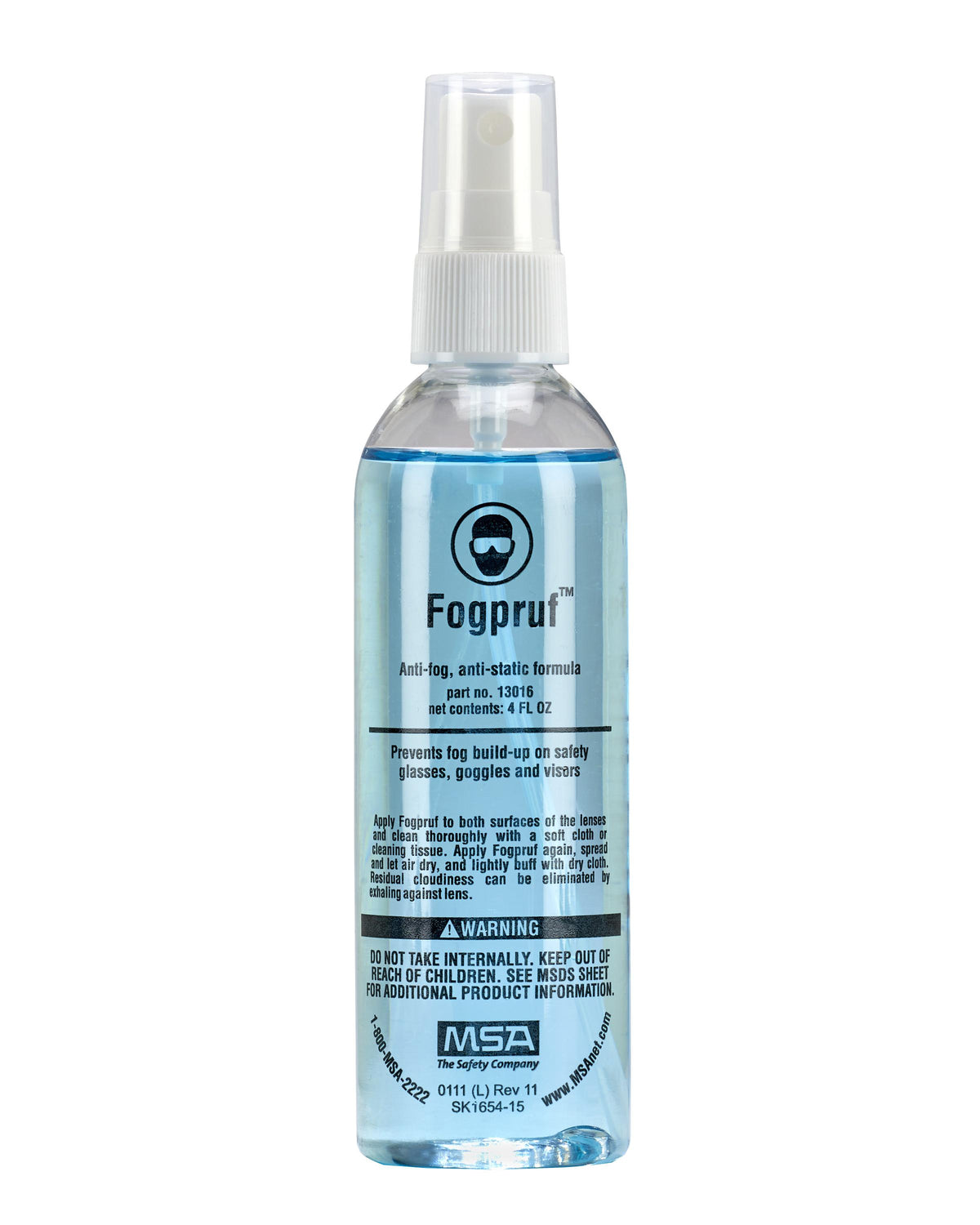 MSA 13016 Fogpruf Spray Lens Cleaner 4 oz Bottle