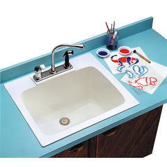 E L Mustee and Sons 10WH Mustee Molded Fiberglass Countertop Self-Rimming Utility Sink, 22 inch x 25 inch x 13-3/4 inch