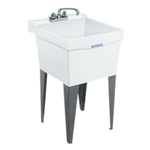 E L Mustee and Sons 18F Mustee Utilatub Floor-Mount Rectangular Single Bowl Laundry/Utility Tub, 20 inch x 24 inch, White