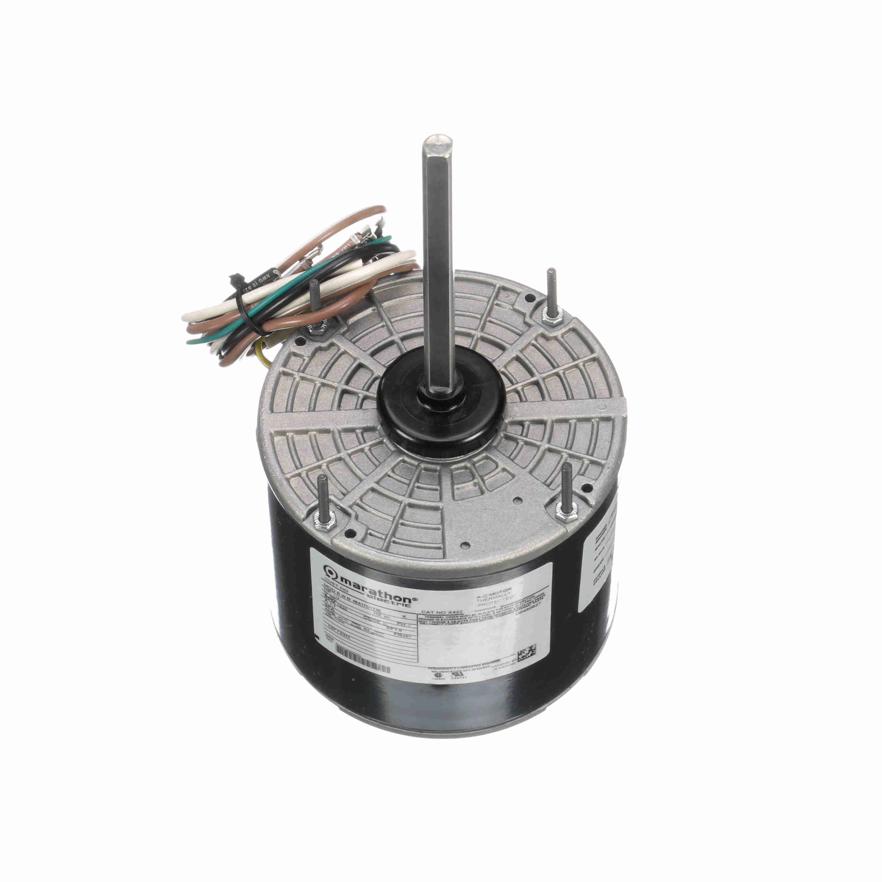 Marathon MX422 48Y Frame Open Air Over 48A17O172 Condenser Fan Motor 1/2 hp 1625 RPM 460 VAC 1 Phase 1 Speed Ball Bearing PSC