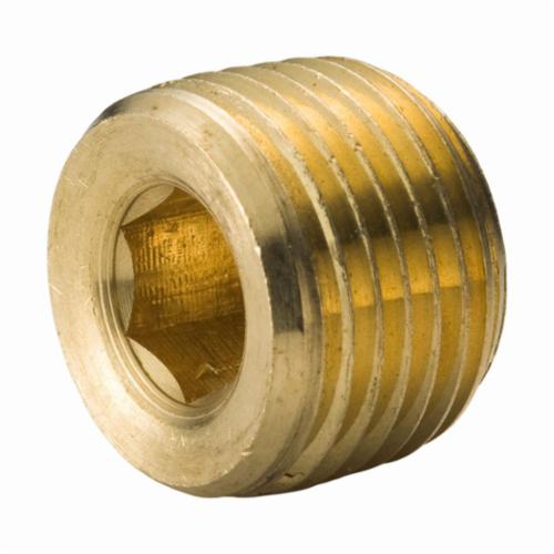 Merit Brass BS118HC-04 Countersunk Hex Head Plug, 1/4 in Nominal, MNPT End Style, 125 lb