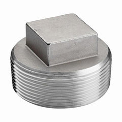 Merit Brass K417A-02 Square Head Solid Plug, 1/8 in Nominal, MNPT End Style, 150 lb, 304/304L Stainless Steel, Import