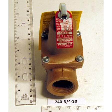 Watts 740-3/4-30 Relief Valve 3/4 X 1 30PSI 925K BTU 511-546-925 0382008