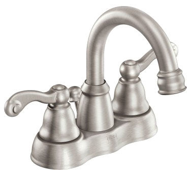 Moen WS84003SRN Traditional Two Handle Centerset Bathroom Sink Faucet in Spot Resist Brushed Nickel