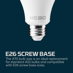 Nebo Tools NEB-ARE-0003 NEBO Blackout Backup Emergency Bulb 8 Watts A70 Size Replacement MPN