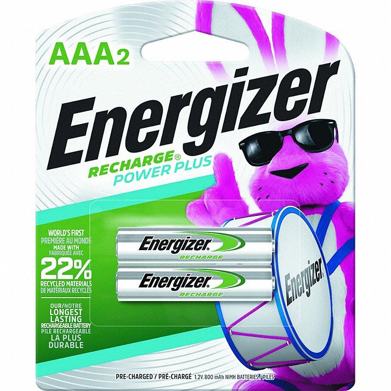 Energizer NH12BP-2 Recharge Power Plus Rechargeable AAA Batteries, 2-Pack