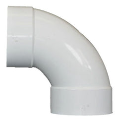 NDS 31P0 3 x 3 Hub x Hub White PVC Solvent Weld Long Radius Sewer and Drain 90D Elbow