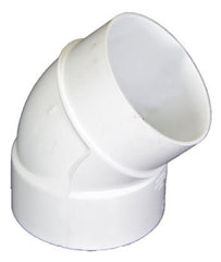 NDS 6P03ST 6 x 6, Spigot x Hub, White PVC, Street, Solvent Weld, Sewer and Drain, 45D, Elbow