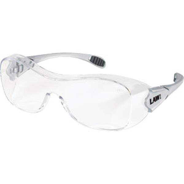 MCR Safety OG110AF Law® Over-The-Glass Single Lens Safety Glasses, Duramass® Anti-Fog, Clear Lens, Wrap Around Frame, Polycarbonate Frame, ANSI Z87+, CAN/CSA Z94.3