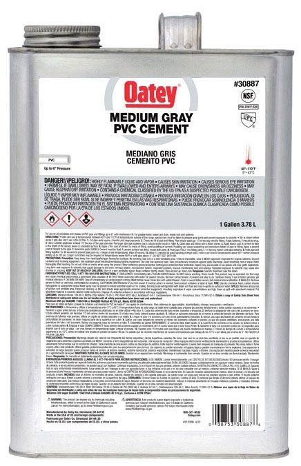 Oatey 30887 1 Gal. Plastic Grey Pipe Cement