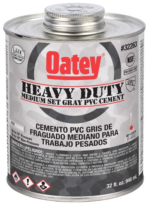 Oatey 32263 PVC Cement Heavy Duty Medium Set 32 Ounce Replacement MPN