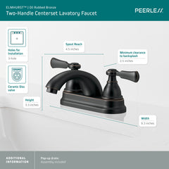 Peerless Faucet P2465LF-OB Elmhurst Two-Handle Centerset Bath Faucet Oil Rubbed Bronze