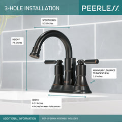 Peerless Faucet P2523LF-OB Westchester Two-Handle Centerset Bathroom Faucet in Oil Rubbed Bronze