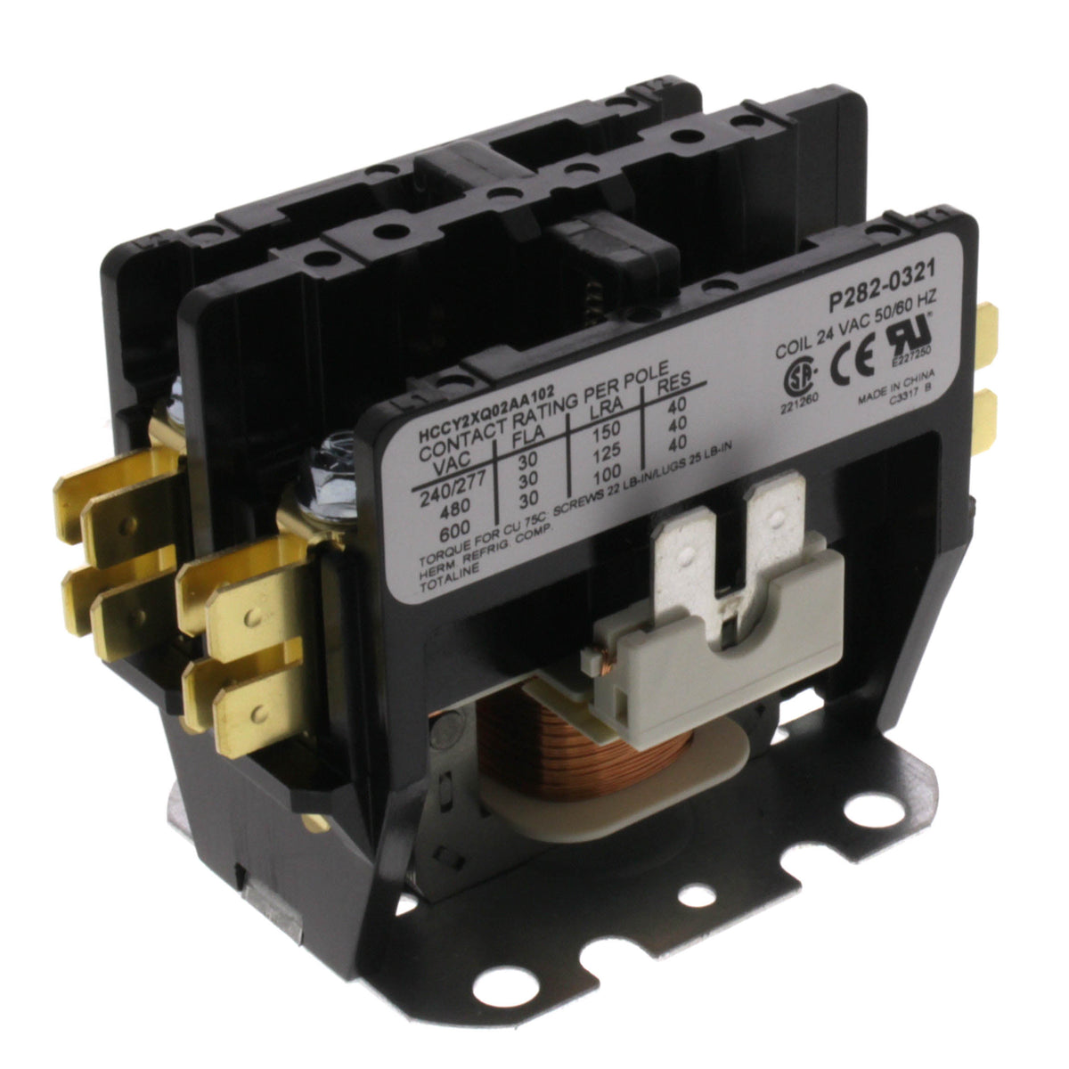 Carrier P282-0321 2-Pole 30 Amp 24V Contactor