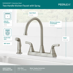 Peerless Faucet P2835LF-SS Peerless Parkwood Two Handle Kitchen Faucet in Stainless