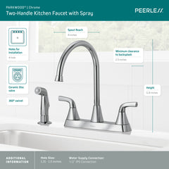 Peerless Faucet P2835LF Parkwood Two Handle Kitchen Faucet in Chrome