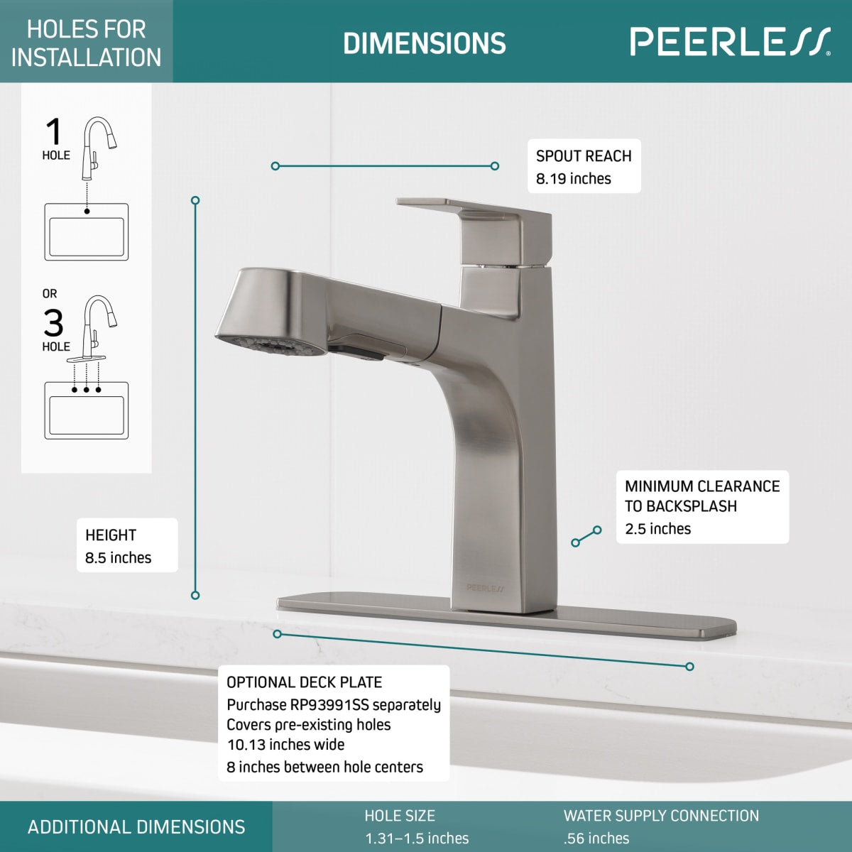 Peerless Faucet P6919LF-SS Peerless Xander Single Handle Pull-Out Kitchen in Stainless