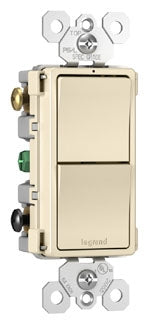 Pass & Seymour RCD33LA Combination (2) Single Pole/3-Way Switch, 15A 120V - Light Almond